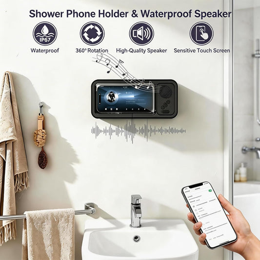 Soporte Impermeable para Ducha con Altavoz Bluetooth 360°